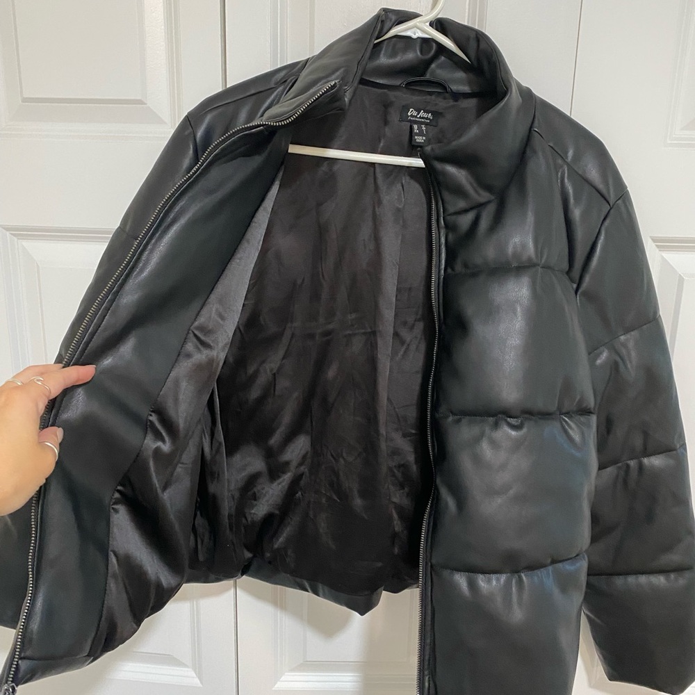 Faux leather puffer jacket